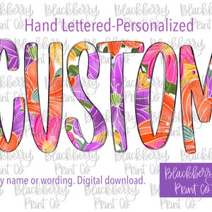 Custom Personalized Lillies Filled PNG Digital Download Hand Drawn Sublimation DTF