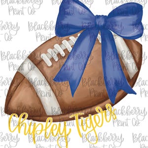 Football with Bow PNG Tiger Football PNG DTF Sublimation Hand Drawn Hand Lettered Digital Download School Mascot
