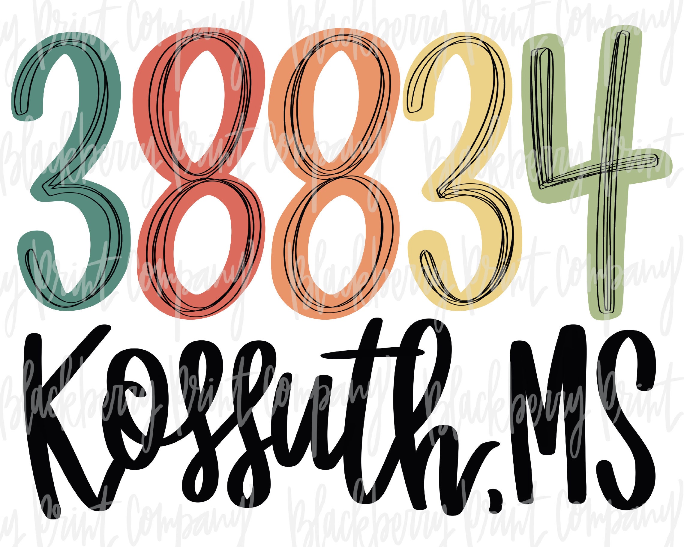 38834 Kossuth MS PNG Zip Code Sublimation Printable Etsy