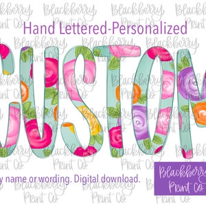 Custom Personalized Roses Filled PNG Digital Download Hand Drawn Sublimation DTF