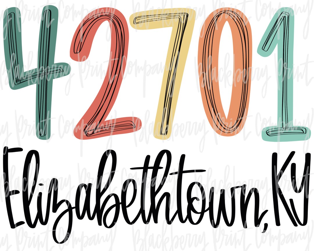 42701 Elizabethtown KY PNG Zip Code Sublimation Printable Etsy
