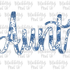 Tante Blue Willow gefüllt PNG Digital Download Hand gezeichnete Sublimation DTF