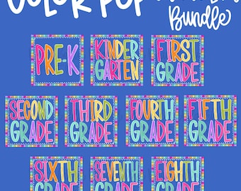 Grade Level PNG Bundle, Color Pop PNG Bundle, Back to School Bundle, DTF, Printable, Hand Lettered