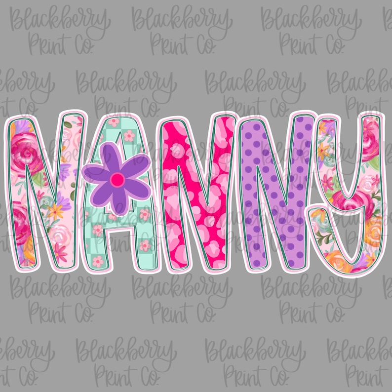 Nanny Lettering Nanny Wild Flower PNG Digital Download Hand Drawn Sublimation DTF - Etsy