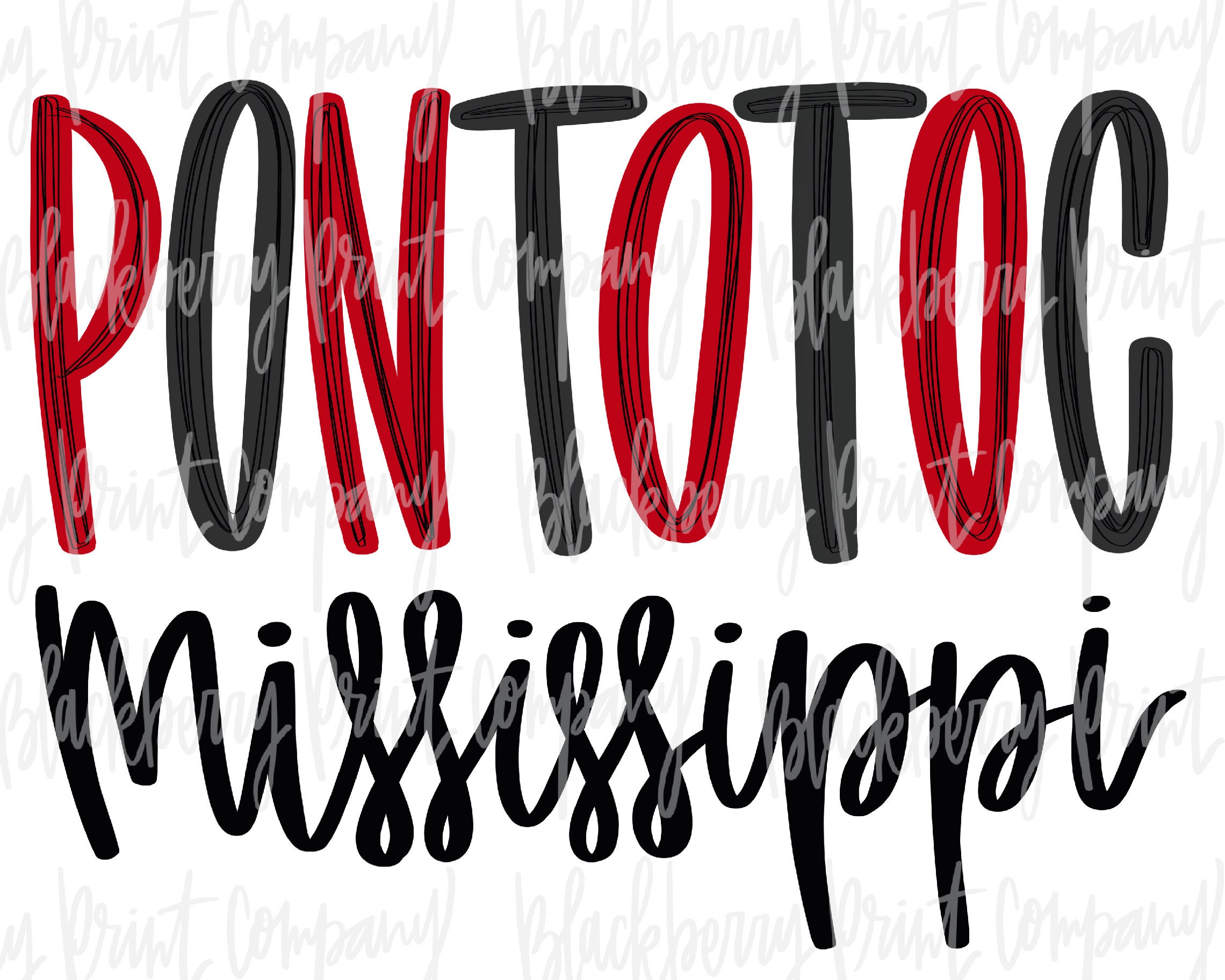 Pontotoc MS PNG Sublimation Hand Lettered Digital Download Etsy