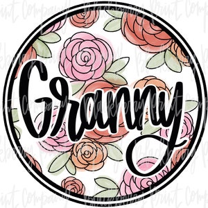Oma Blumen Kreis PNG Handbeschriftet Aquarell Sublimation Digitaler Download