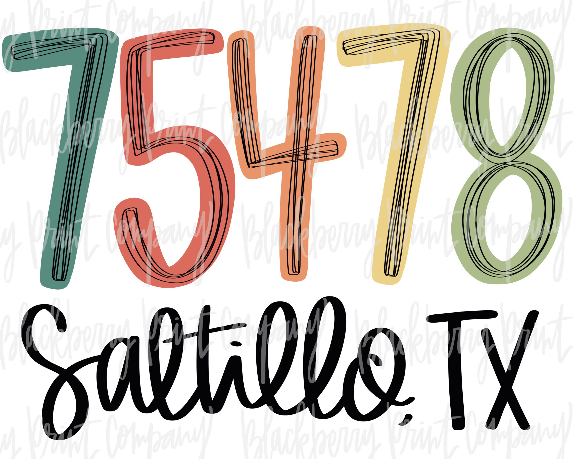 75478 Saltillo TX Zip Code PNG Sublimation Digital Download Etsy