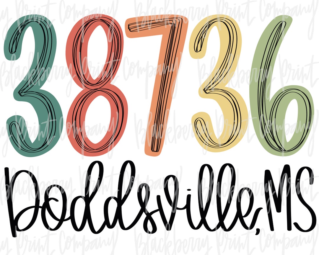 38736 Doddsville MS PNG Zip Code Sublimation Printable Etsy