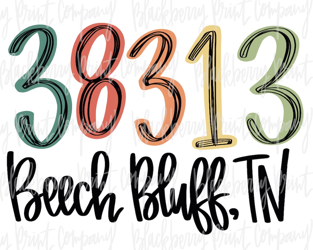 38313 Beech Bluff TN PNG Zip Code Sublimation Printable Etsy