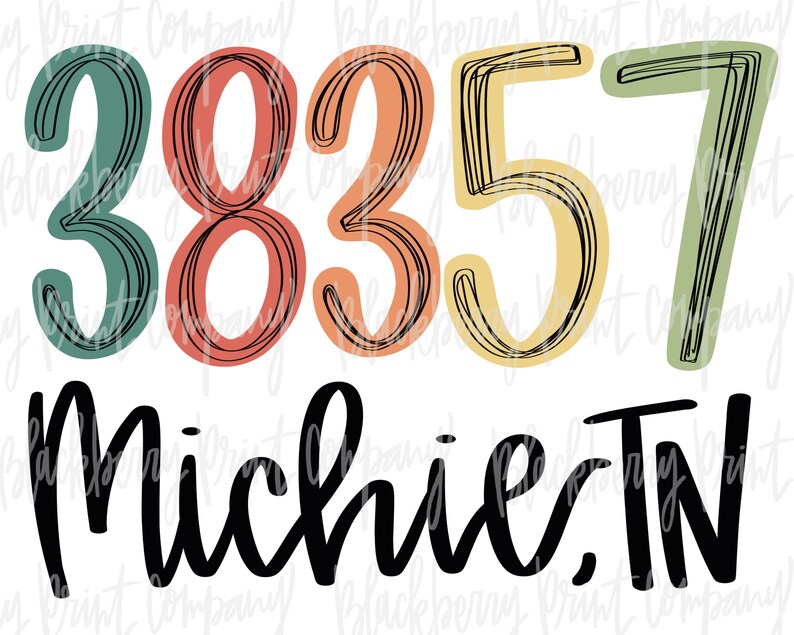38357 Michie TN Zip Code PNG Sublimation Digital Download Etsy