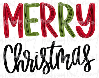 Merry Christmas PNG Handlettered Sublimatie Digitale Download