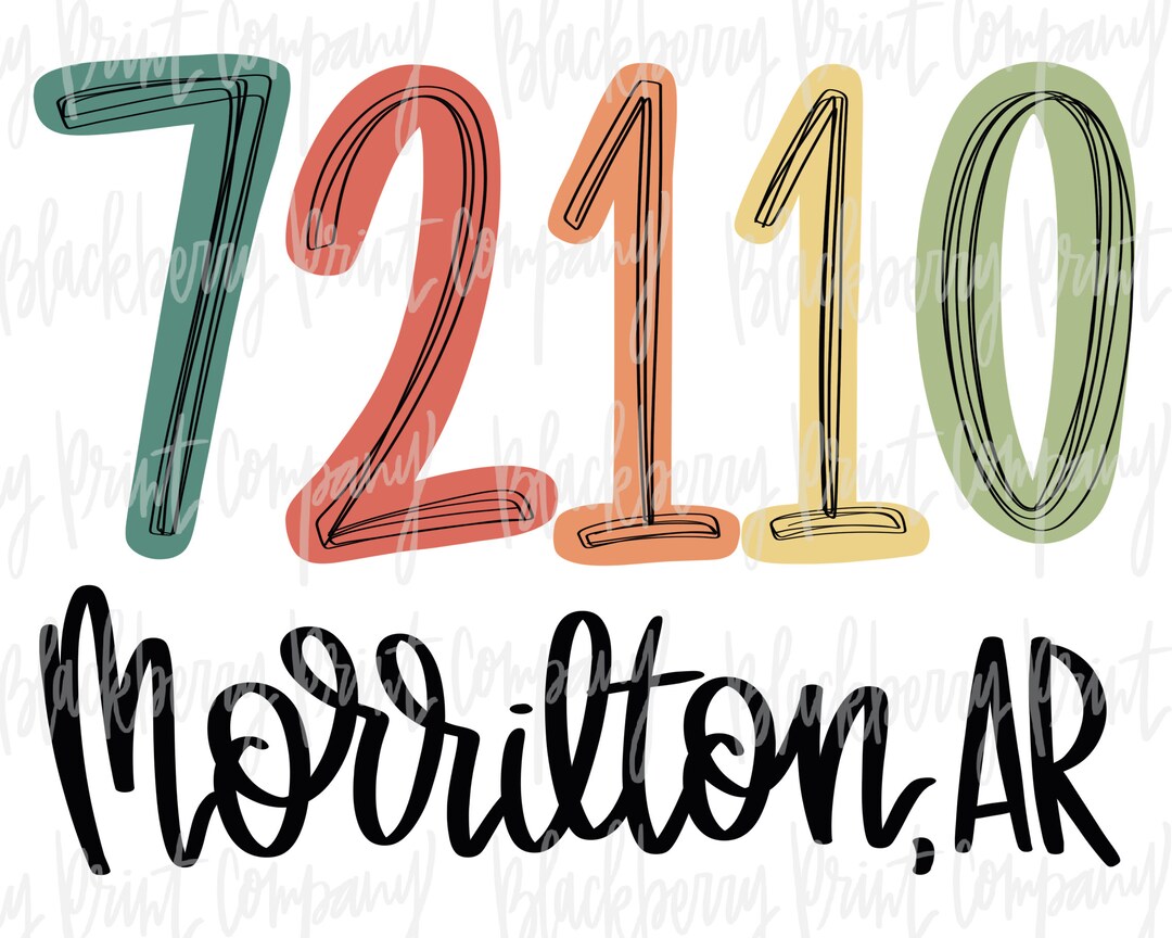 72110 Morrilton AR Zip Code City State PNG Hand Lettered Sublimation