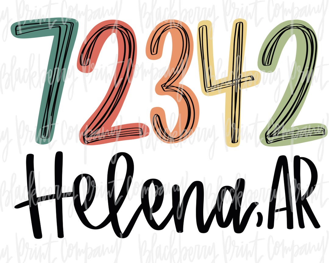 72342 Helena AR Zip Code City State PNG Hand Lettered Sublimation