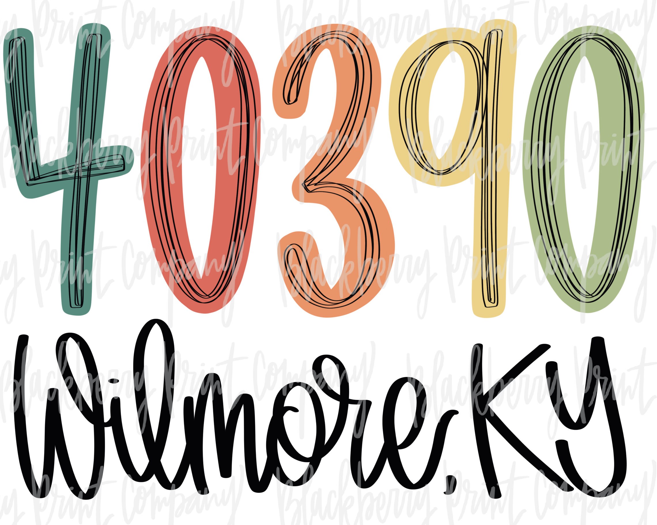 40390 Wilmore KY PNG Zip Code Sublimation Printable Etsy