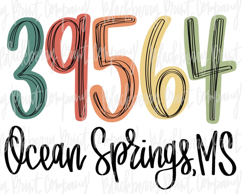 39564 Ocean Springs MS PNG Zip Code Sublimation Printable Etsy