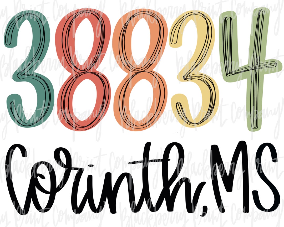 38834 Corinth MS PNG Zip Code Sublimation Printable Etsy