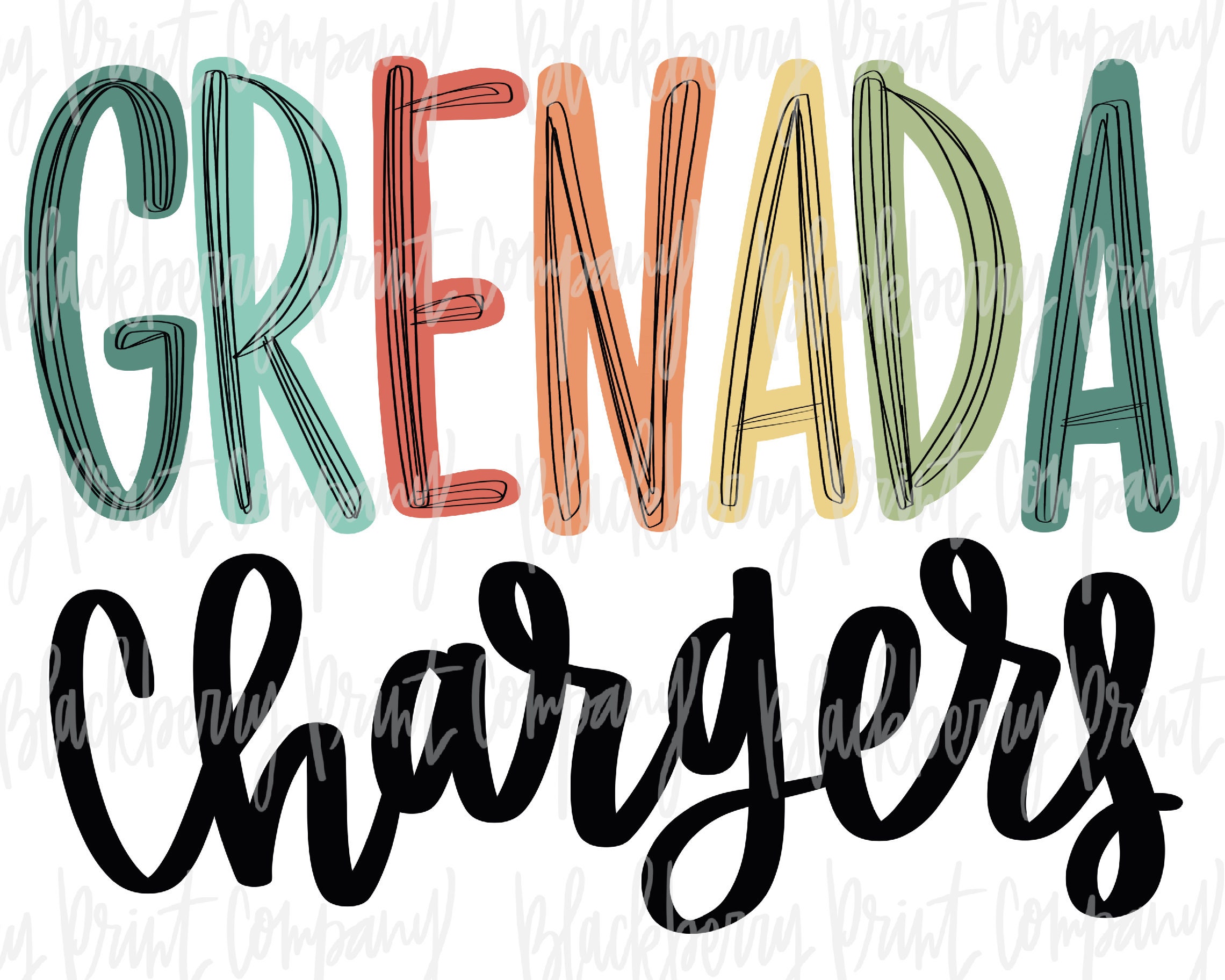 Grenada Chargers PNG Sublimation Hand Lettered Printable Etsy