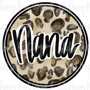 Leopard Nana Circle PNG Sublimation Printable Digital Download