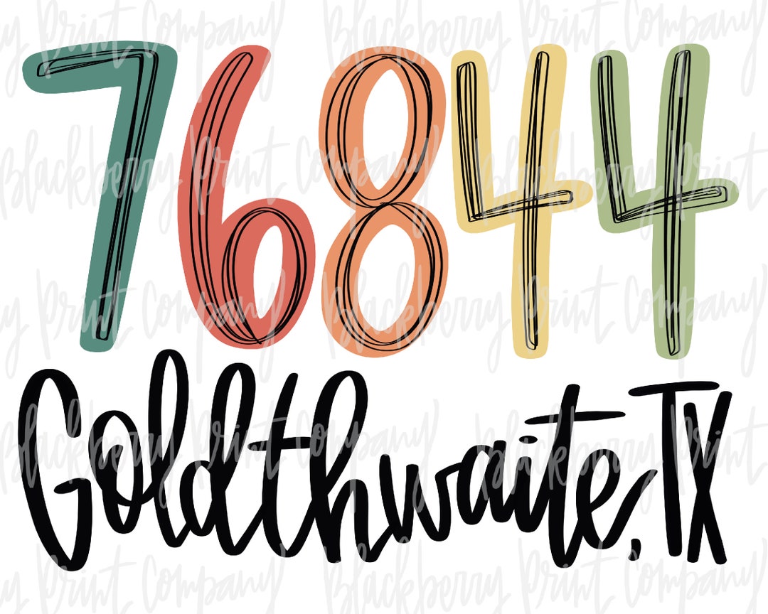 76844 Goldthwaite TX PNG Zip Code Sublimation Printable Etsy