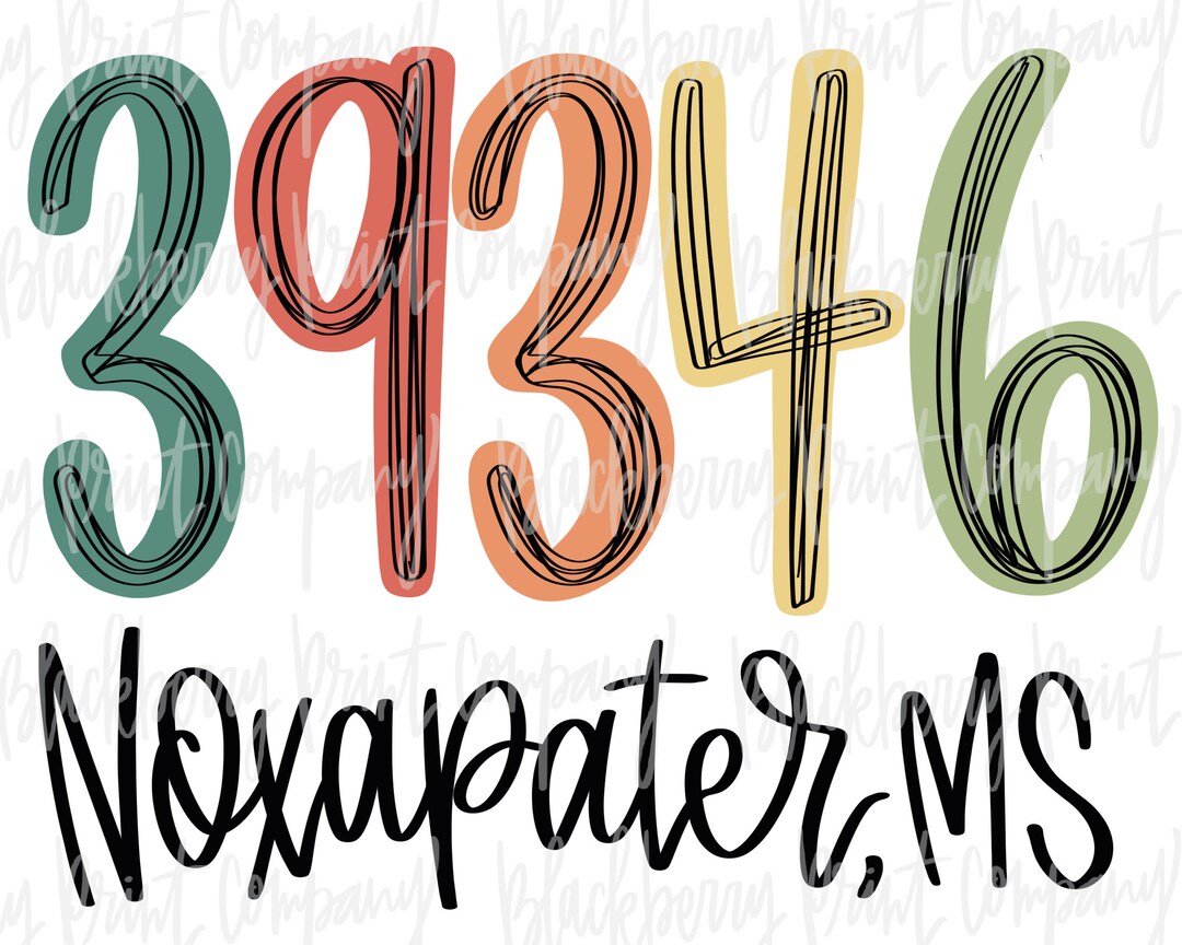 39346 Noxapater MS Zip Code PNG Hand Lettered Sublimation Etsy
