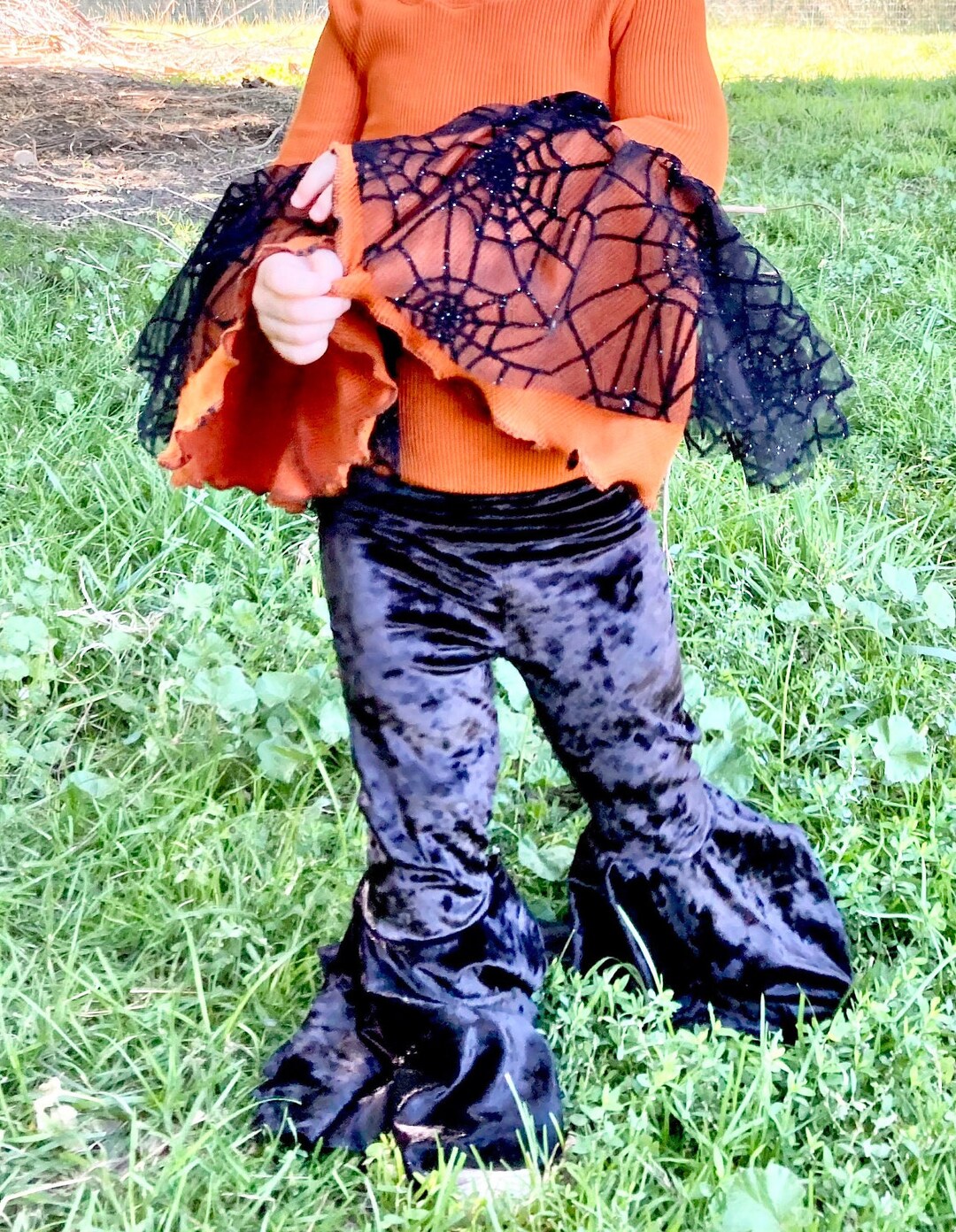 Black Velvet Bell Bottom Pants / Baby Girl Black Pants / Etsy