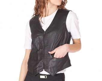 Women vest Biker vest leather Vest women Black vest women jacket Vintage vest Genuine leather Vests Handmade Woman White leather Suede 5