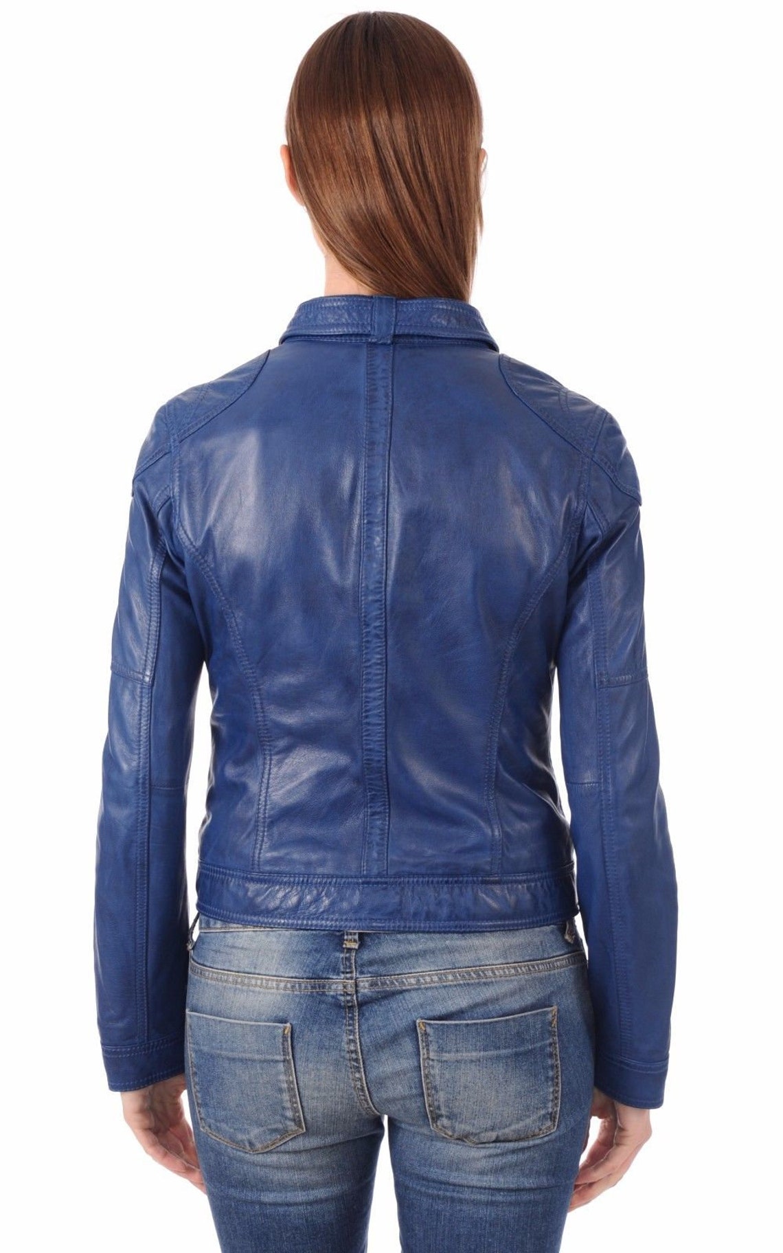Leather Jacket for Women's, Biker Jacket for Women's, Motorcycle Blue ...