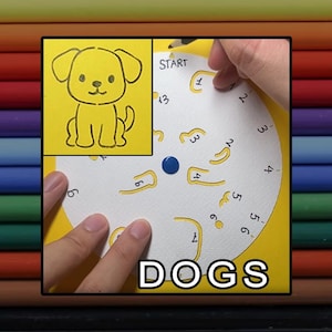 SpinDrawKids Hundar – Överraskningsteckningsspel för barn | Snurra och rita | PNG digital nedladdning