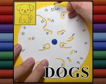SpinDrawKids 犬 – 子供向けサプライズお絵かきゲーム | スピン＆ドロー | PNGデジタルダウンロード