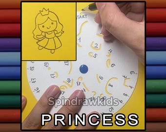 SpinDrawKids Prinzessin – Überraschungs-Zeichenspiel zum Selbermachen für Kinder | Drehen & Zeichnen | PNG-Download