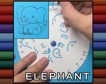 SpinDrawKids Elefant – Überraschungs-Zeichenspiel zum Selbermachen für Kinder | Drehen & Zeichnen | PNG-Download