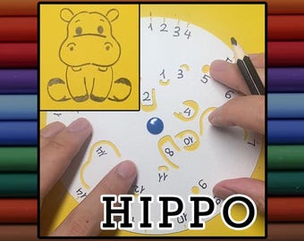 SpinDrawKids カバ – 子供向けサプライズお絵かきゲーム | スピン＆ドロー | PNGデジタルダウンロード