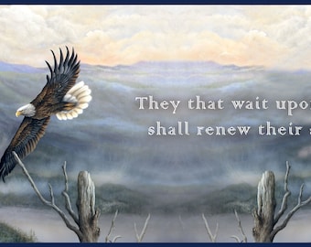 Eagle's Wings Wallpaper Border - Navy with Verse