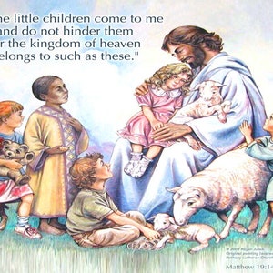 Jesus mit den Kindern Wandbild - 6ft x 4ft