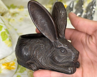 Rabbit in Cabbage Vienna Bronze Figurine