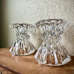 Vintage Crystal Cut Glass Candle Stick Holder - Holds 3 Size Widths