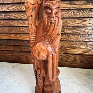Made in Thailand Wooden Hand Carved Longevity Statue.