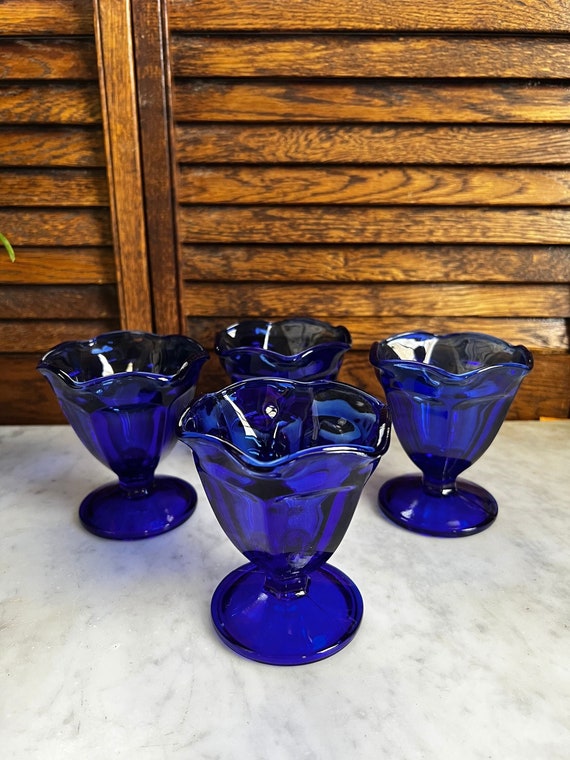 食器 Vintage Anchor Hocking Cobalt Blue set Anchor Hocking Cobalt Blue Sherbet Glass Set - Etsy