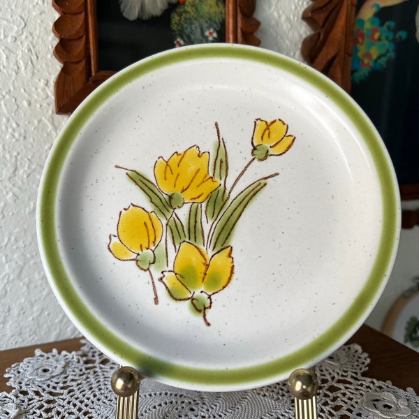 1970s Stonybrook Yellow Floral Yellow Plate