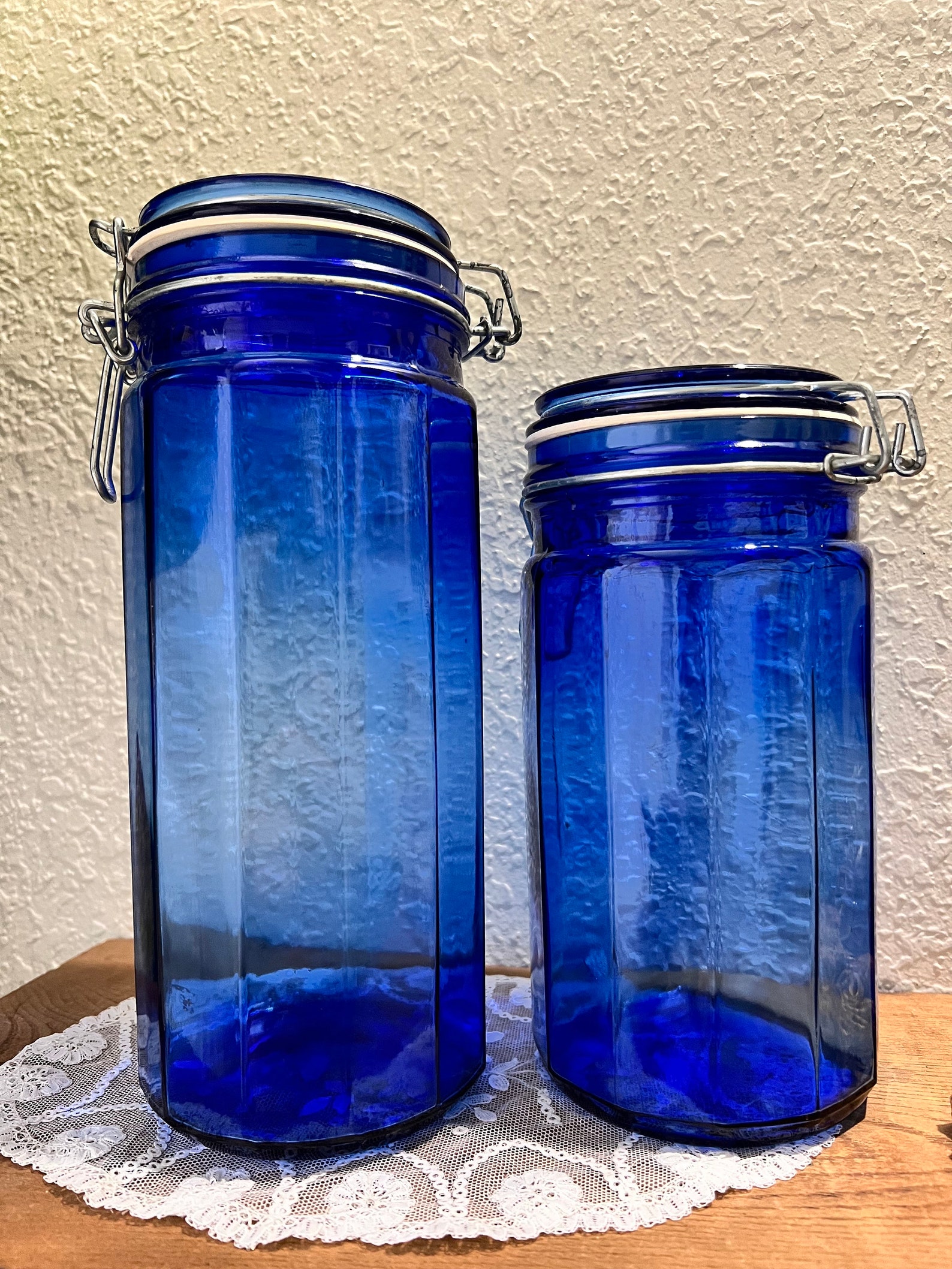 Cobalt Blue Glass Canistersnull