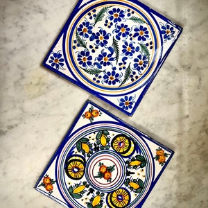 Vintage Ceramic Wall Tile Trivet Set