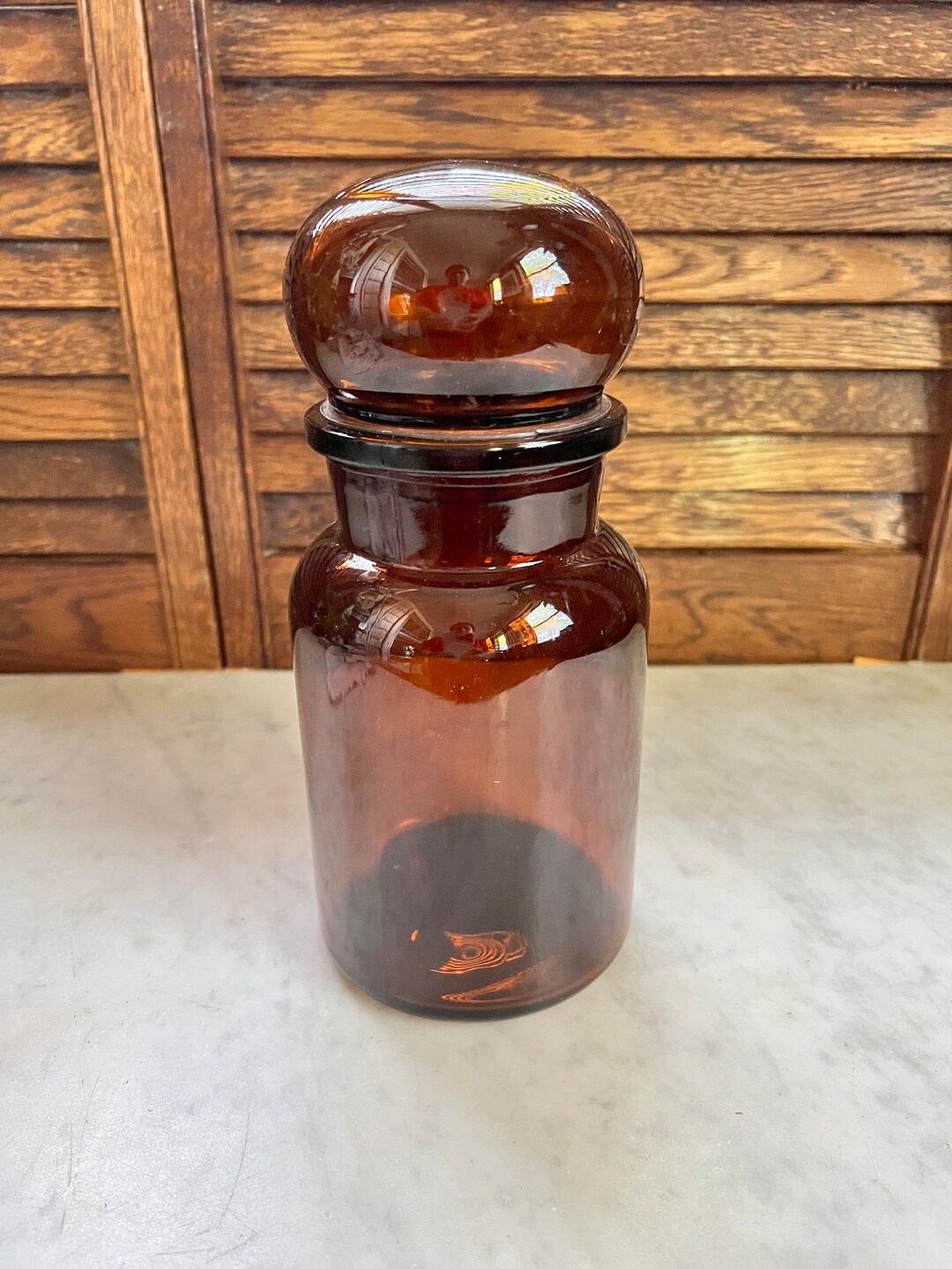 Vintage Brown Glass Apothecary Jar Etsy