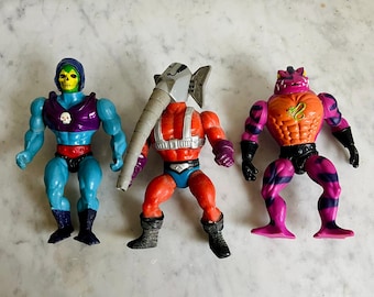 Vintage 1980s Masters of the Universe Action Figures Skeletor Sy-Klone Tung Lashor