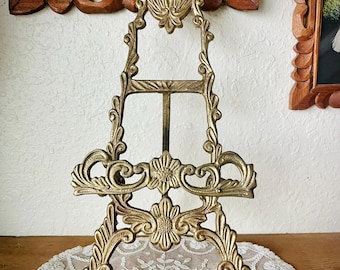 Vintage Ornate Brass Easel – Large Size (13" Height)