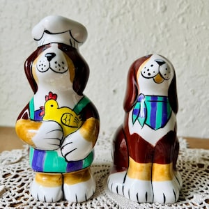 Vintage Dog Chef Salt and Pepper Shakers – Whimsical Kitchen Decor