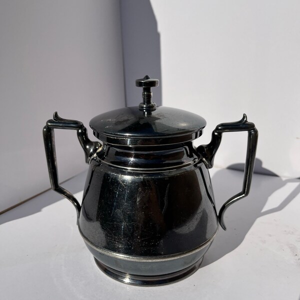 Antique Pewter Sugar Bowl - Etsy