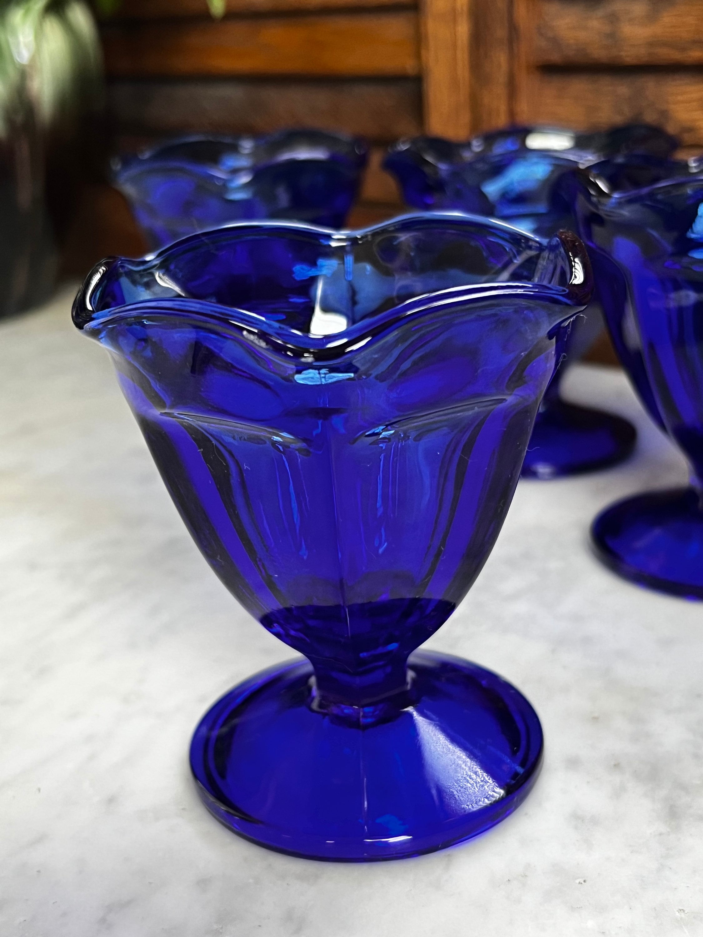 Anchor Hocking Cobalt Blue Sherbet Glass Set - Etsy