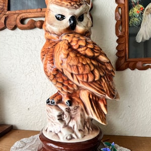 Hand painted ceramic owl figurine