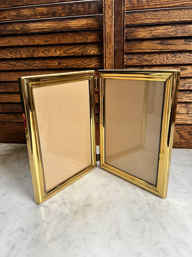 Vintage Gold Brass Bi Fold Photo Frame 5.5 X 7.5 #178 - Etsy