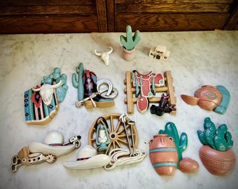 Vintage Burwood Home Interiors Southwest Cactus Wall Decor – Set of 10